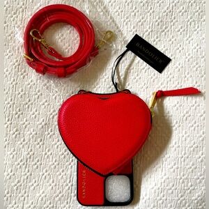 Bandolier iPhone Case 12 12 Pro Ruby Red Leather Heart Valentines Crossbody ♥️